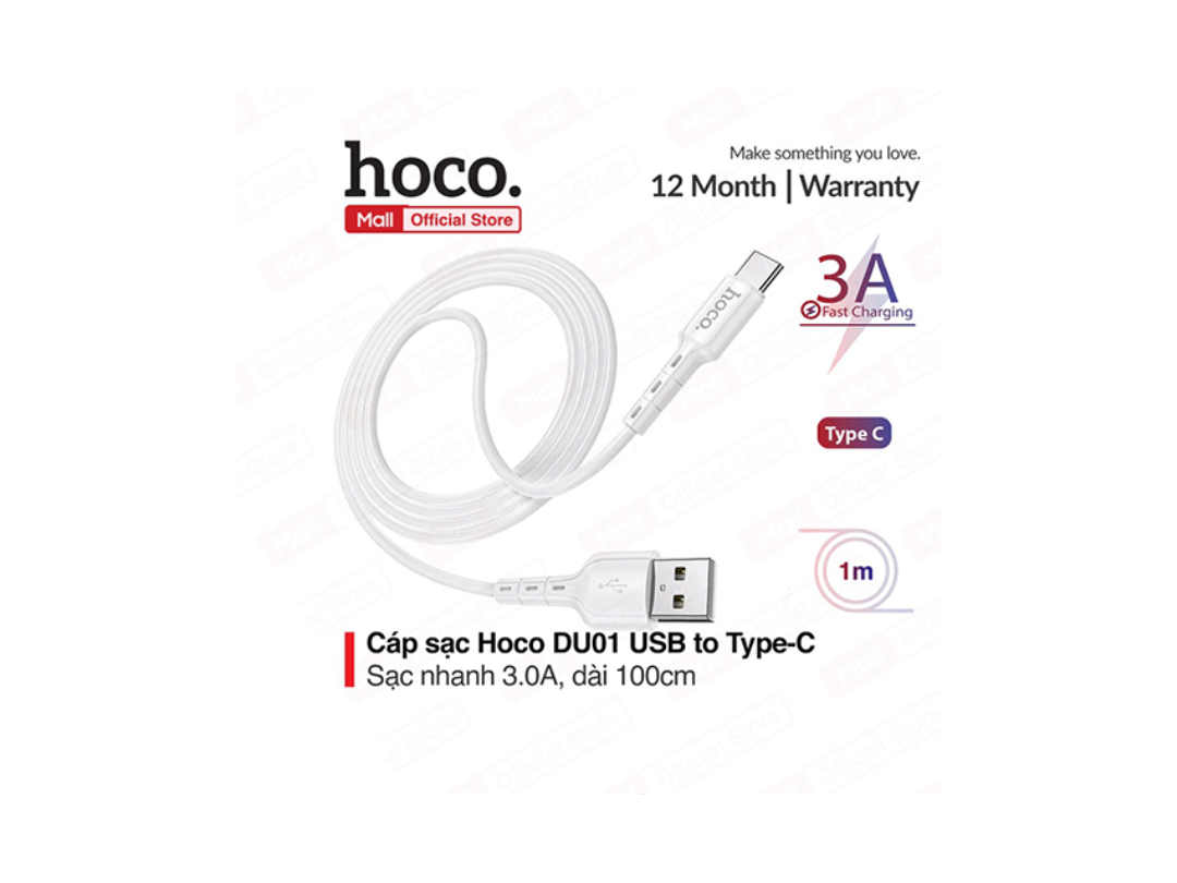 Hoco DU01 USB to Type-C Fast Charging and Data Transfer Cable Hoco DU01 USB to Type-C Fast Charging and Data Transfer Cable